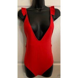 Swimall Womens One Piece Deep V  Swimsuit-Small